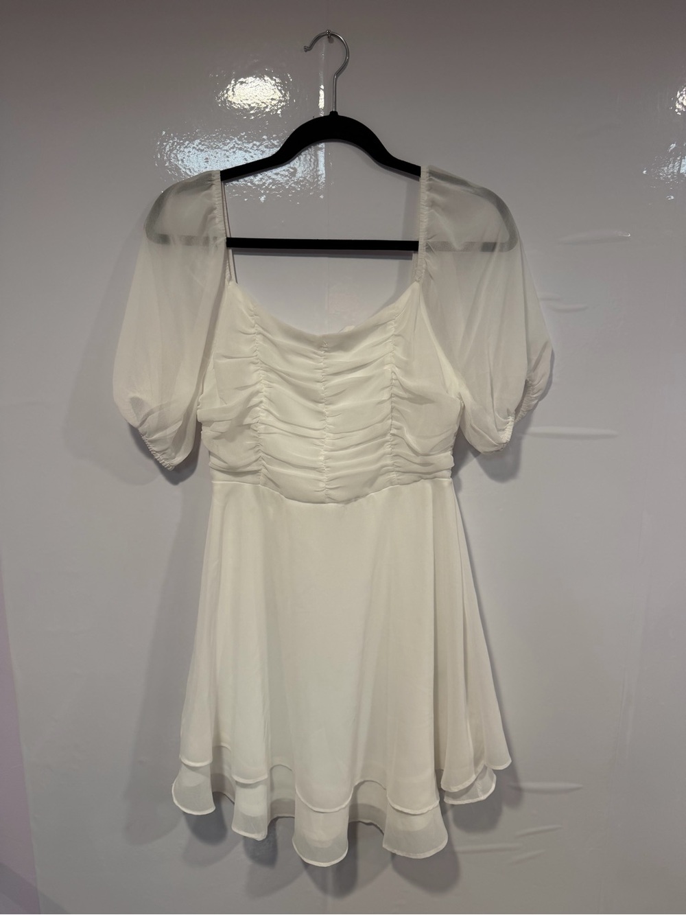 White Puff-Sleeve Altar’d State Mini Dress